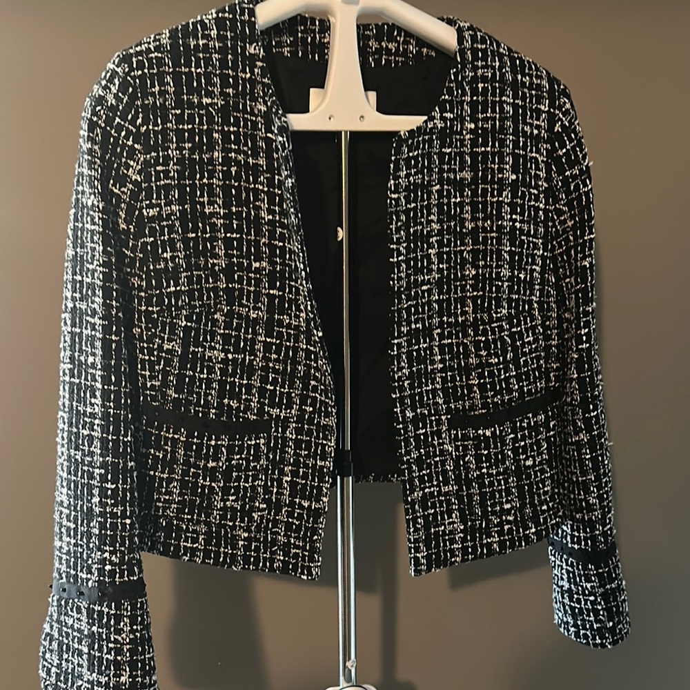 Women's Black and White Tweed Jacket
